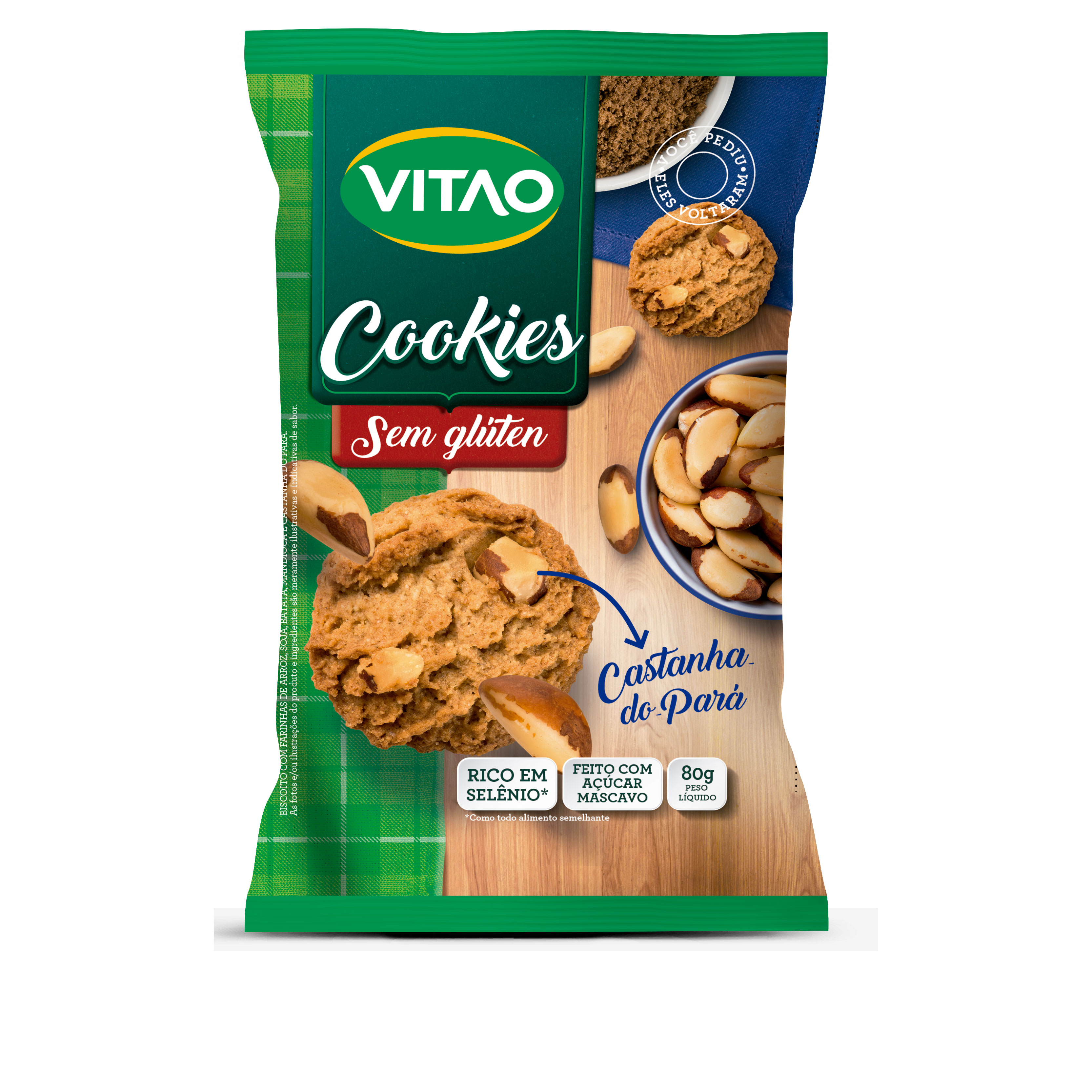 COOKIES SEM GLÚTEN CASTANHA DO PARA 80G VITAO Foco Alternativo