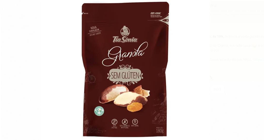 GRANOLA SEM GLÚTEN TIA SÔNIA 180G Foco Alternativo Atacado de