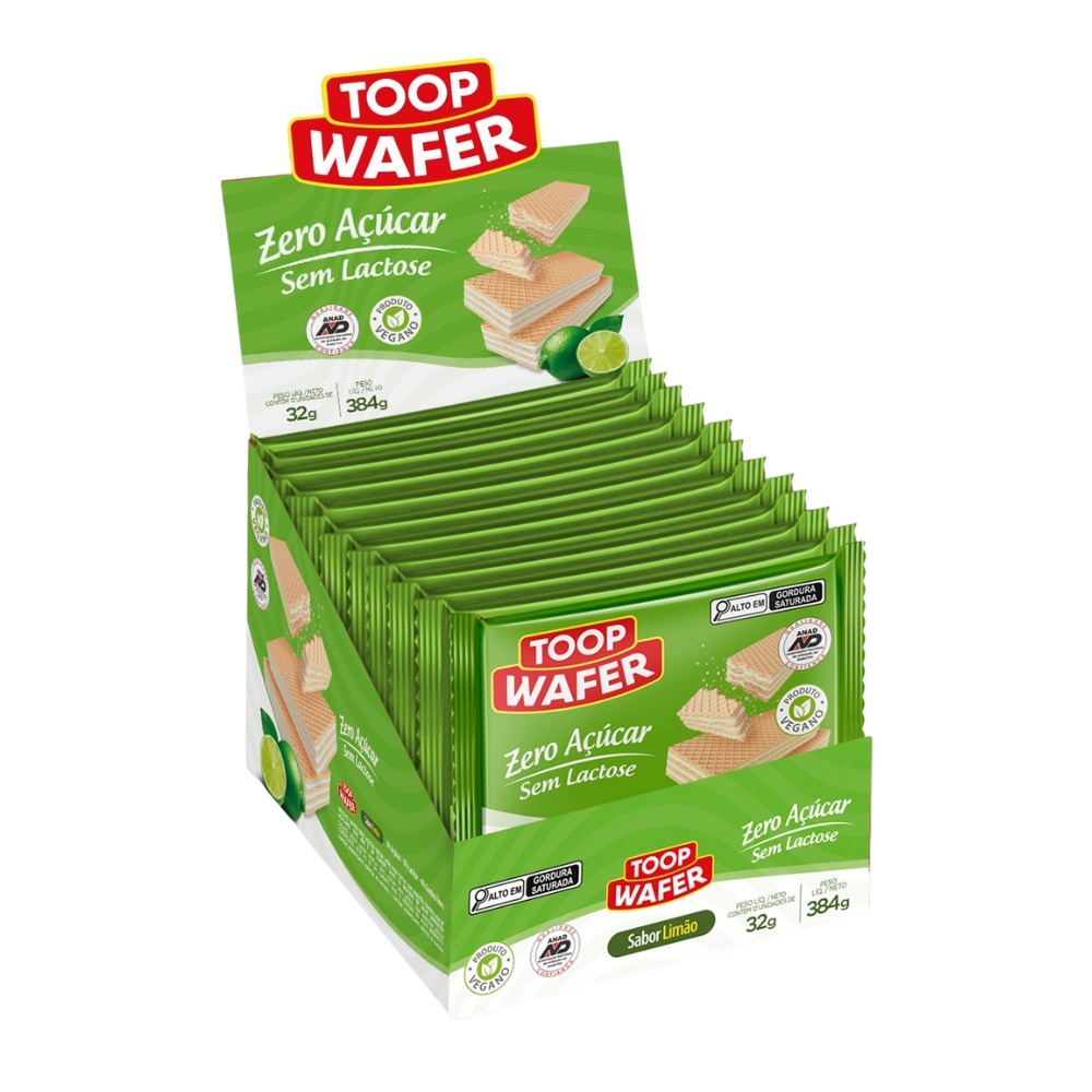 WAFER ZERO AÇÚCAR E ZERO LACTOSE SABOR LIMÃO 32G TOOP WAFER - Foco